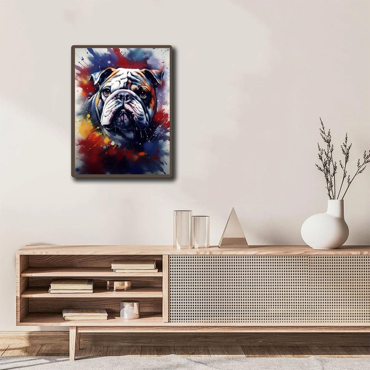 YUINJP Bulldog Diamond Painting Kits, Bulldog Dog Diamond Art Kits for Adults, DIY 5D Round Full Drill Gem Art Kit, Crystal Arts Crafts Home Wall Decor Gift 30x40cm
