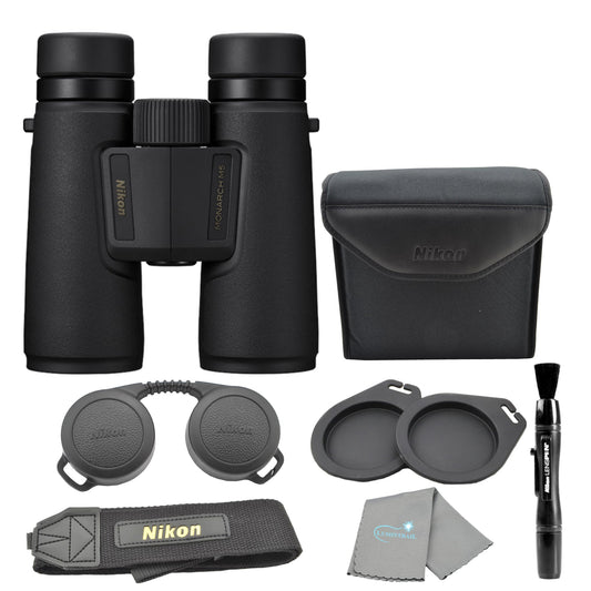 Nikon Monarch M5 8x42 (16767) Black Binoculars Bundle with Lens Pen and Lens Cloth, Compact Binoculars for Adults for Hunting, Bird Watching, and Hiking Essentials, Zoom Lightweight Travel