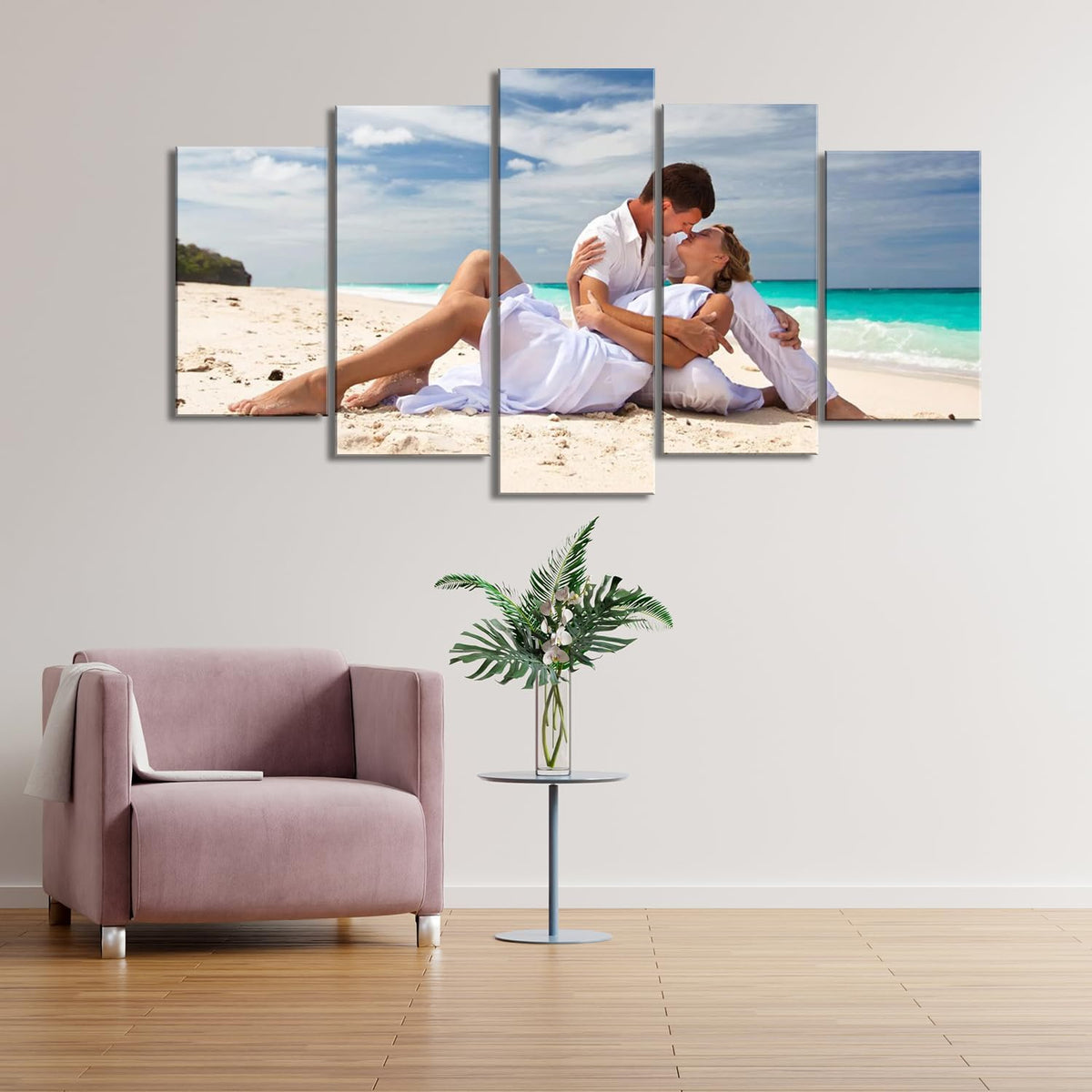 ZHIYYHAO Customized Canvas Prints - Personalized Family Portraits & Pet Photos | Framed Wall Art (5 Panels, Various Sizes)