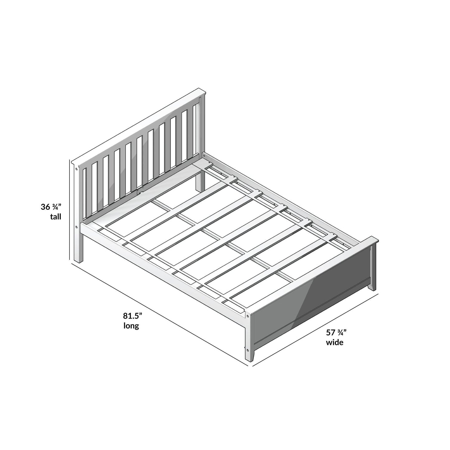 Plank+Beam Solid Wood Full Bed Frame, Platform Bed with Headboard, Clay