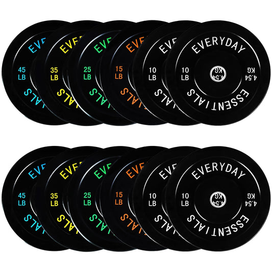 Fitvids Olympic Bumper Plates Set 2' Weight Plates for Strength Training & Weightlifting Set: 280 lbs (4x 10LB+2x 15/25/35/45 LB Pairs)