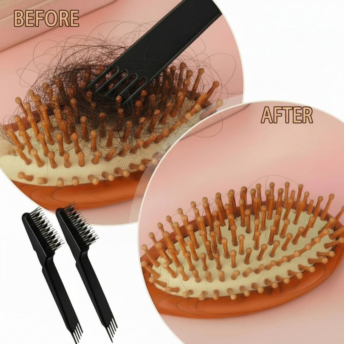 Yaomiao Hair Brush Cleaner Tool - 2-in-1 Dual Edge Brush & Comb Cleaning Kit for Home & Salon Use