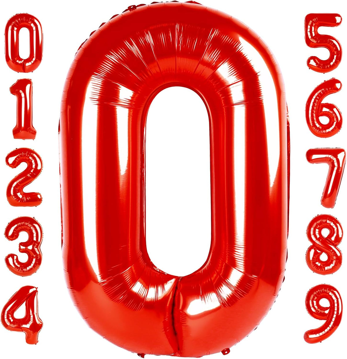 Number 0 Balloons - 40 Inch Red Number Balloons for Birthday, Wedding, Baby Shower Decorations