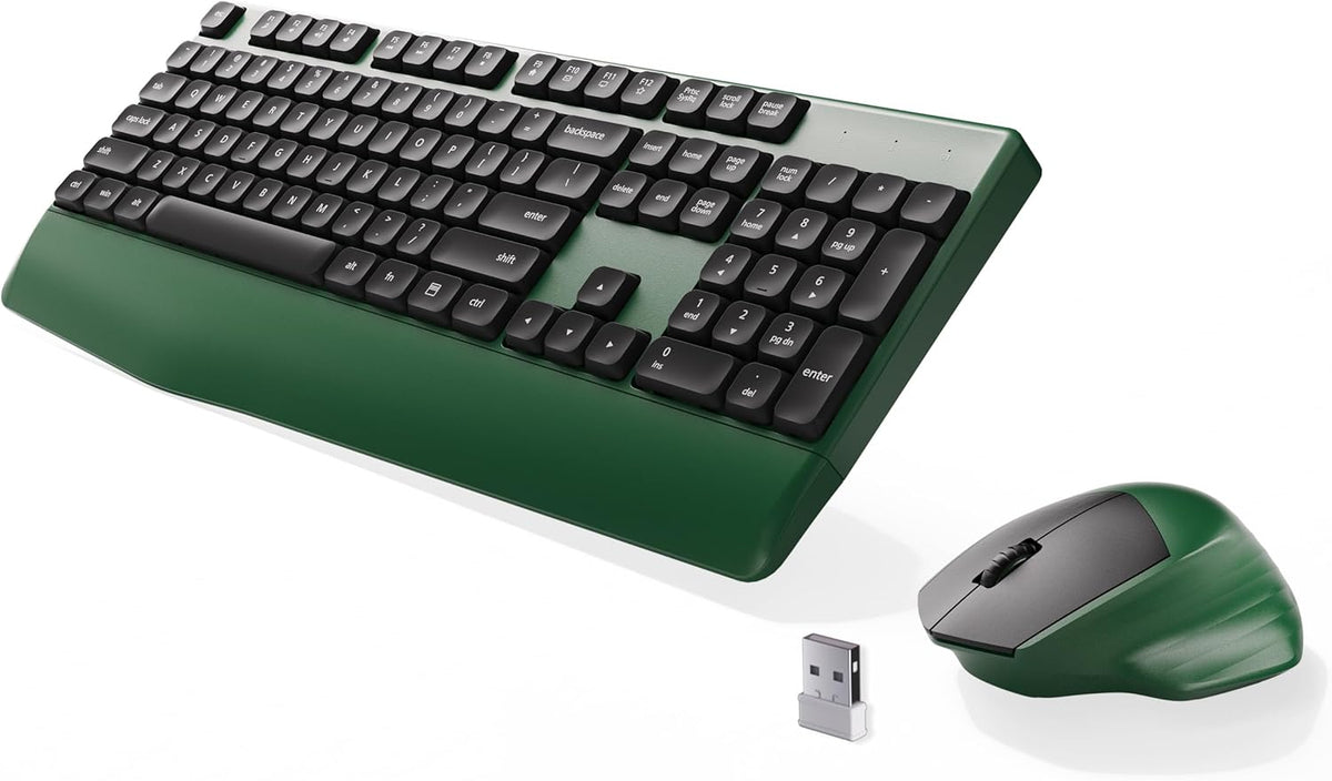 MPTOG Chipset, Ergonomic Keyboard and Mouse Combo with Wrist Rest, BK Full-Size Colorful Office Keyboard and Mouse