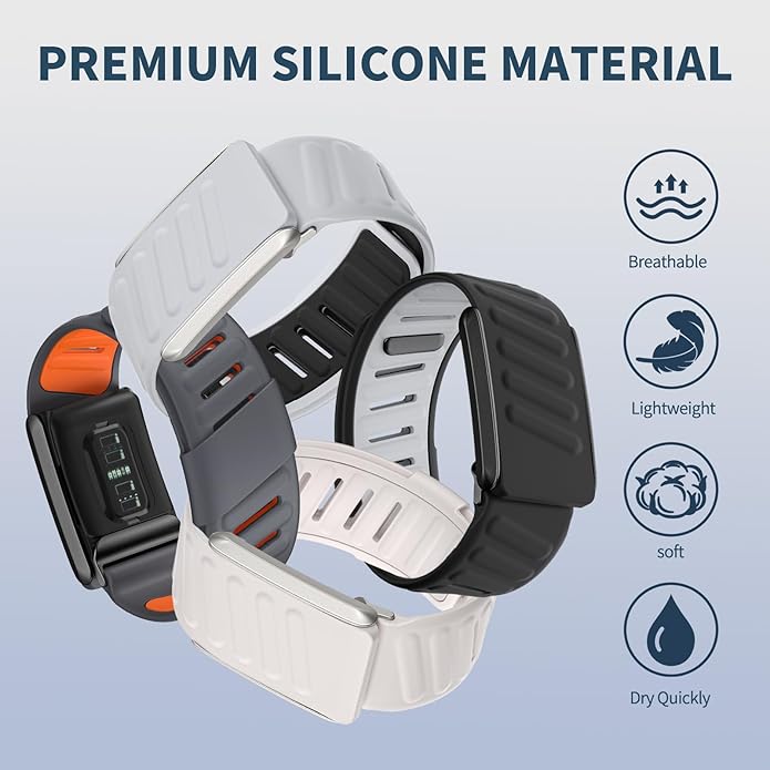 Comfort Durable Silicone Wristband Compatible with WHOOP 4.0 Band, Soft Silicone Sports Loop Strap for Men & Women, with U Shapped Connector