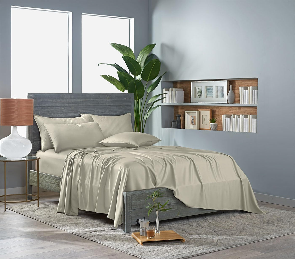 Pure Bamboo King Sheets - Luxuriously Soft 100% Organic Viscose Bed Sheet Set | Cooling & Durable (King, Birch)