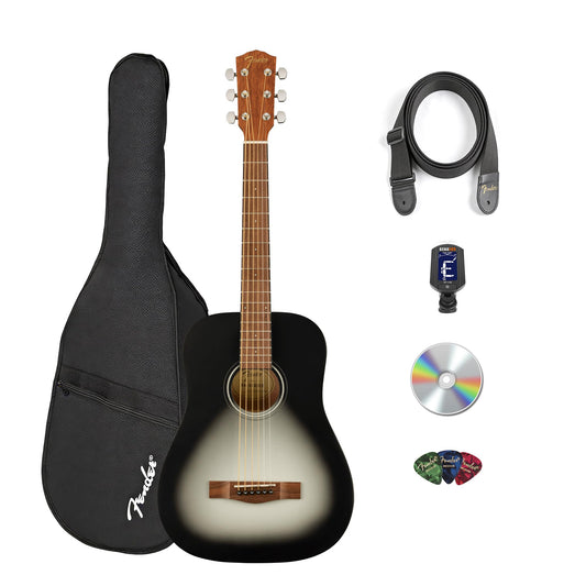 Fender FA-15 3/4-Scale Kids Steel String Acoustic Guitar - Moonlight Burst Bundle with Gig Bag, Tuner, Strap, Picks, and Austin Bazaar Instructional DVD