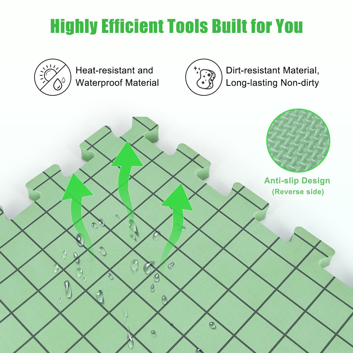 9 PCS Knitting Mats, 0.75in Thick Blocking Board for Crocheting, 12 in Standard Mats for Wet and Steam Blocking (Green)