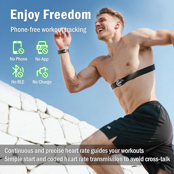 EZON Heart Rate Monitor and Chest Strap, Exercise Heart Rate Monitor, Sports Watch with HRM, Waterproof, Stopwatch, Hourly Chime T007