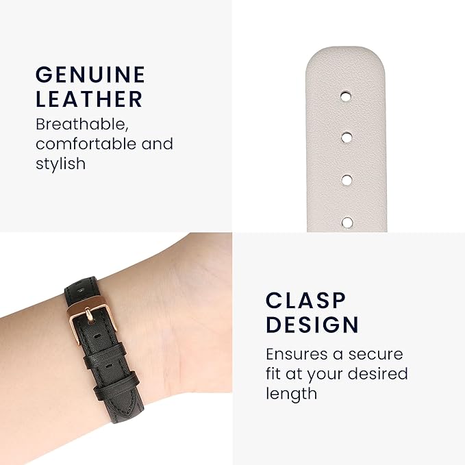 kwmobile Real Leather Watch Strap Compatible with Garmin Lily Sport - Fitness Tracker Replacement Sports Wristband with Clasp