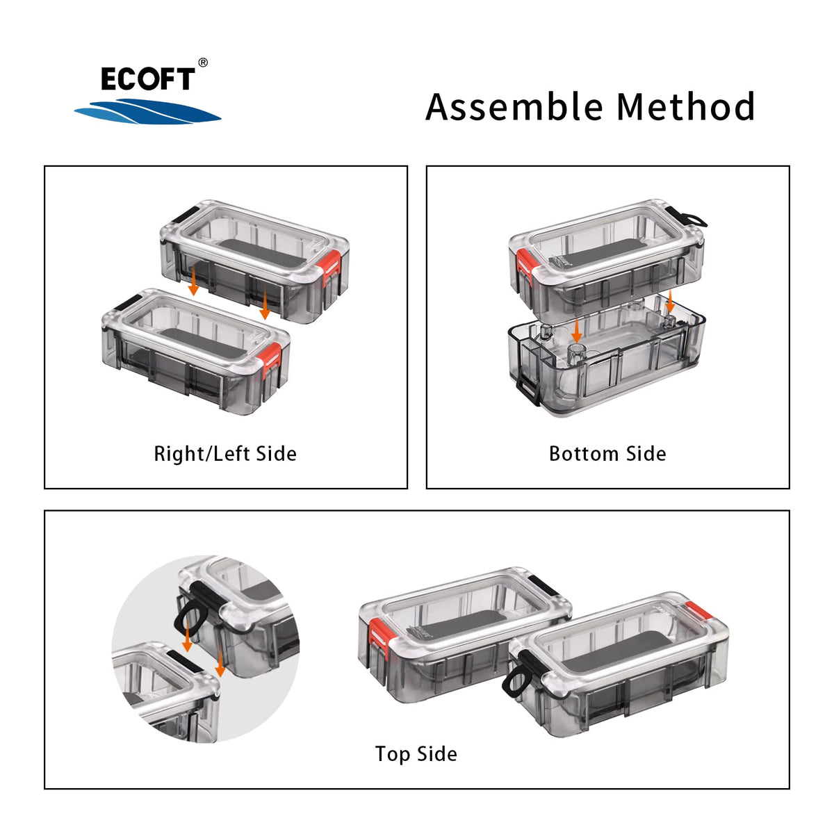 ECOFT Small Tackle Box 8pcs Removable Freely Assemble Fishing Tackle Storage Boxes Strip Seal Luminous Waterproof Fishing Tackle Organizer With Strong Magnetic Function Plastic Storage Organizer Box