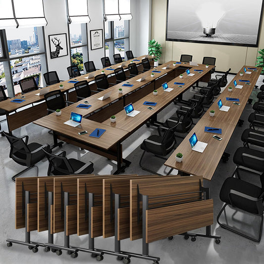 Folding Conference Tables,Flip Top Conference Room Tables,55.1 Inches Mobile Training Table with Silent Wheels,Modern Foldable Modular Boardroom Meeting Seminar Table for Office Classroom, 6 Pack