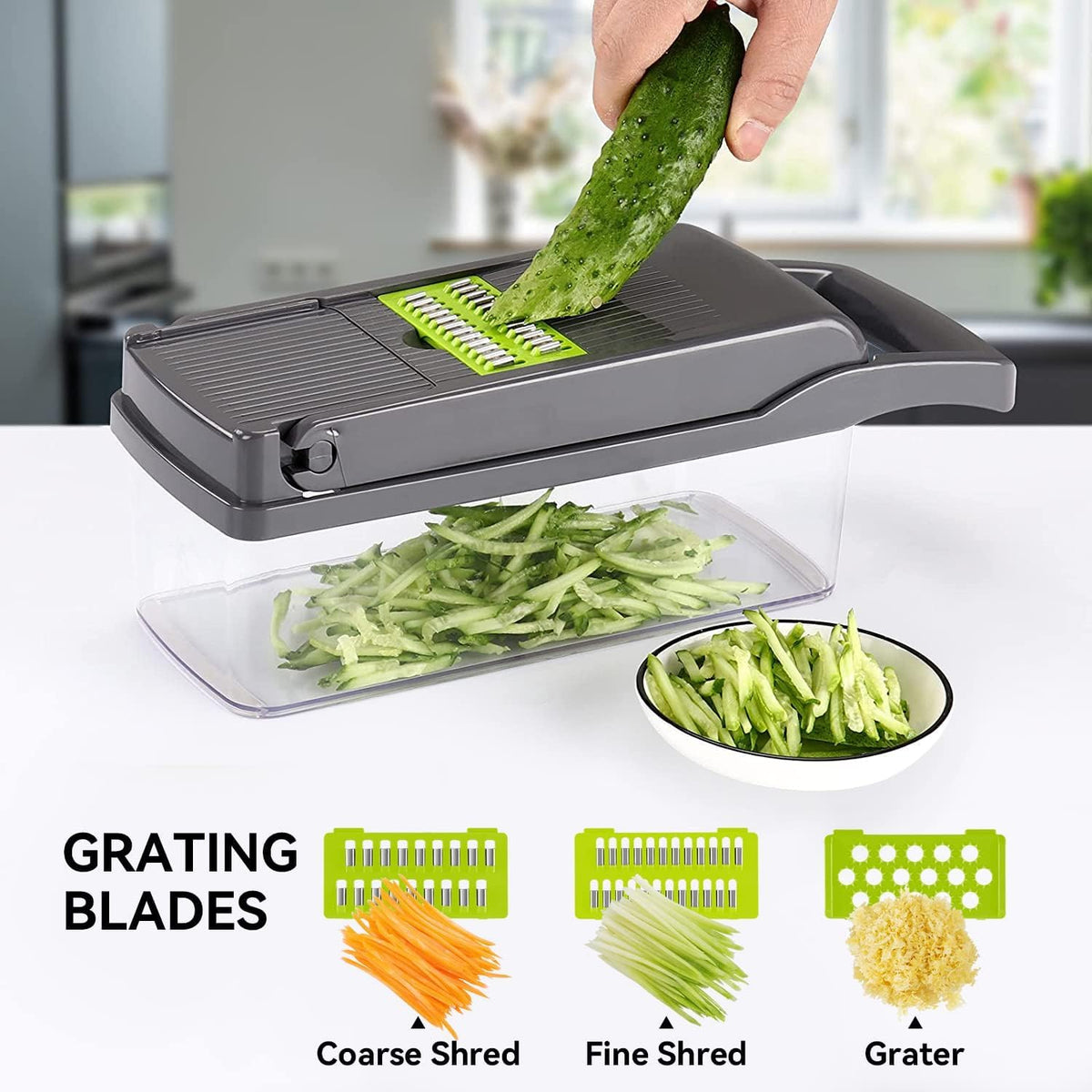 Badelite Multi-Function Vegetable Chopper Onion Micer Chopper 12 in 1 Pro Veggie Slicer Dicer Cutter with Container for Potatoes, Tomatoes, Zucchini, Garlic, Eggs, Cucumbers