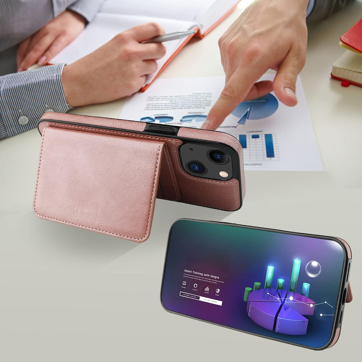 Bocasal 13 6.1 Inch Wallet Case for iPhone Compatible with MagSafe Magnetic RFID Blocking Detachable Premium PU Leather