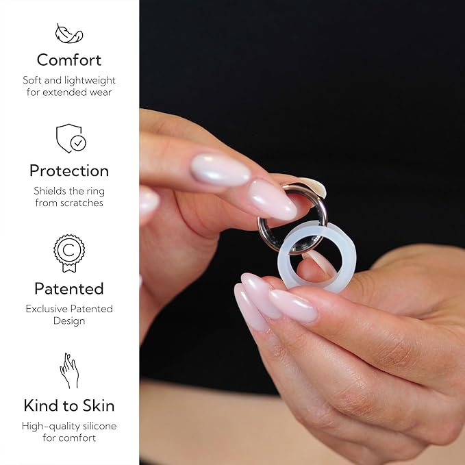 Rinfit Smart Ring Protector - Silicone Ring Enhancer for Active Lifestyle and Gym - StyleFit U.S. Design Patent - Frosted, Size 8
