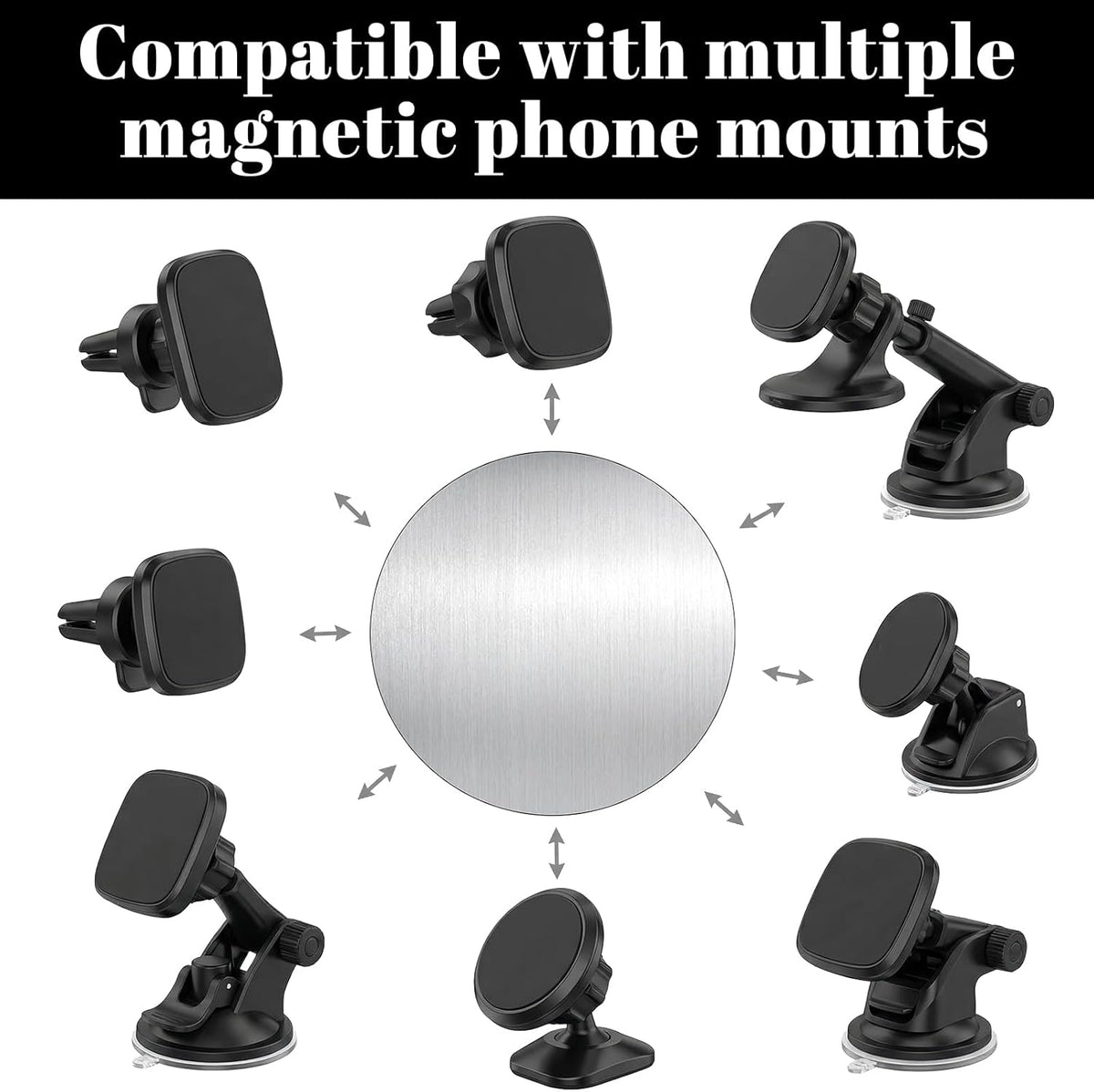Azefnuhk 14 Pcs Strong Sticker Base for Magnets, Round Magnet, Phone Metal Plates for Magnetic Car Mount, Universal