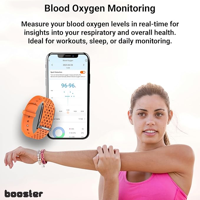 Booster Smart Bracelet, Wearable Activity & Fitness Tracker Band, 24H Sleep Tracker, All-Day Continuous Heart Rate Blood Pressure Stress HRV Monitor, 120+ Sport Modes Smart Wristband, Silicone Pink