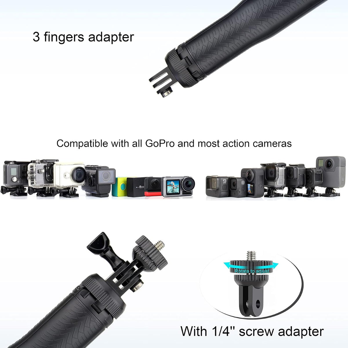 YALLSAME 13 12 11 10 9 8 6 5 4, EK7000, 4 1 Floating Selfie Stick for GoPro Hero Mini Max Fusion Session, DJI OSMO