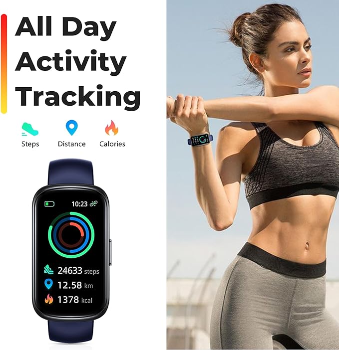 Fitness Tracker Smart Watch, 1.47" Full Touch Health Tracker with 24/7 Heart Rate & Blood Oxygen Monitor, Sleep Tracker, 3ATM Waterproof Step Tracker Activity Tracker for Women Men, Midnight Blue