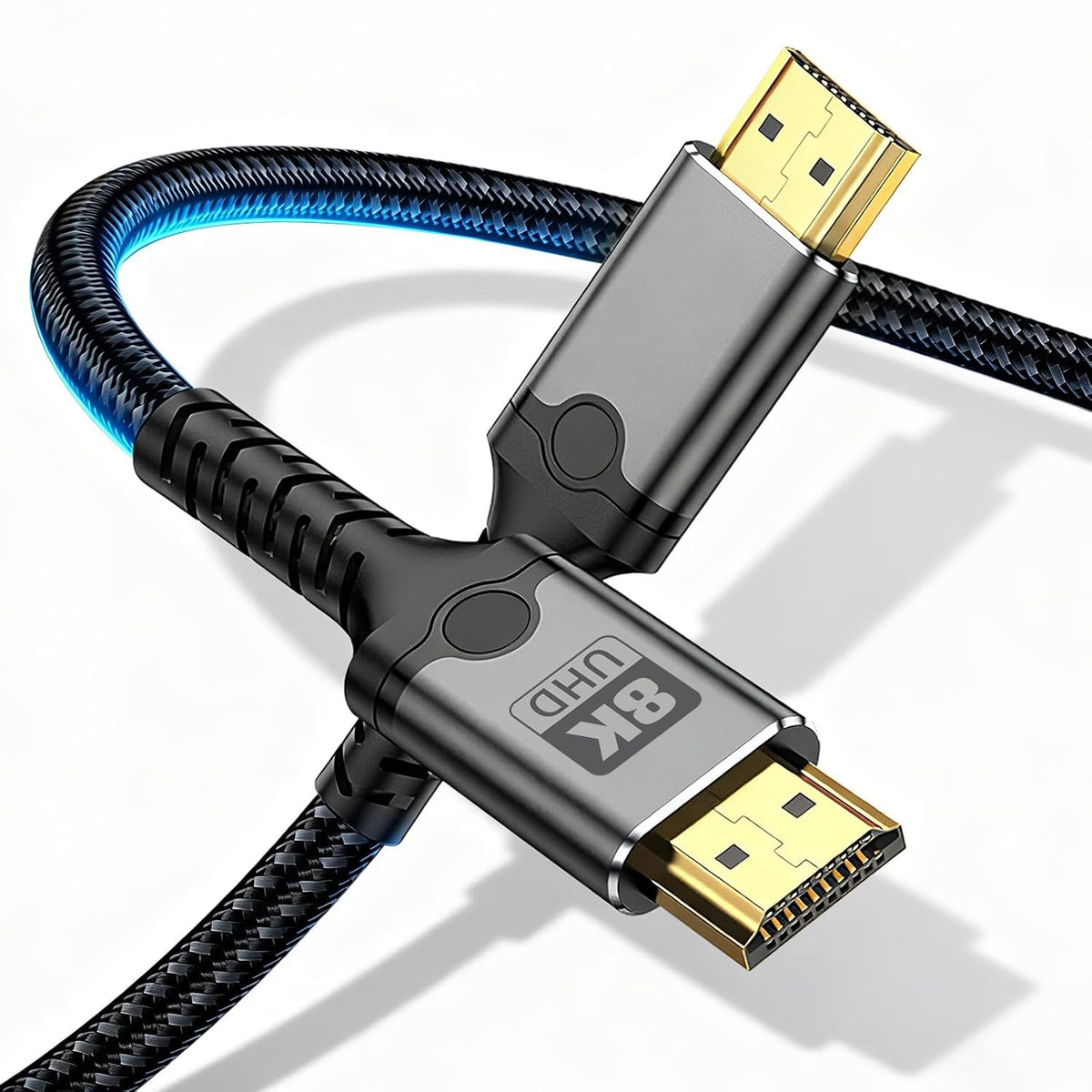 DERSUR 8K 2.1 48Gbps 1.6FT, Cord-4K@120Hz, 8K@60Hz,eARC, PS3,Computer,HDTV,DVD,Projector HDMI Cable Short Ultra High