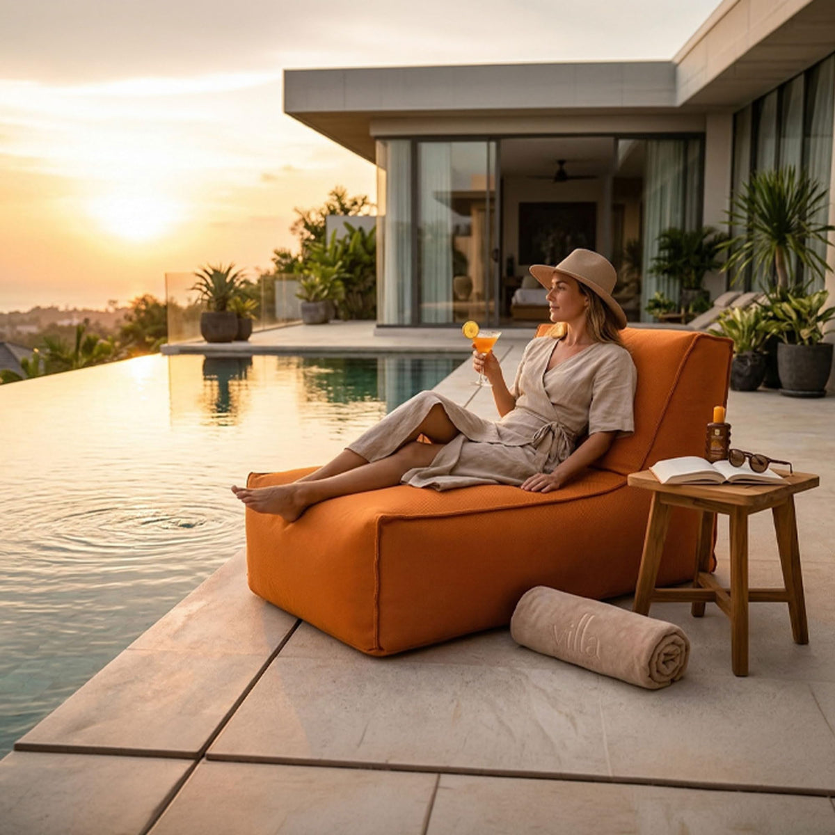 Gouchee Home Alpine Outdoor/Indoor Bean Bag Lounger Chair with Back Rest Filling Included for Patio and Outdoors Silver