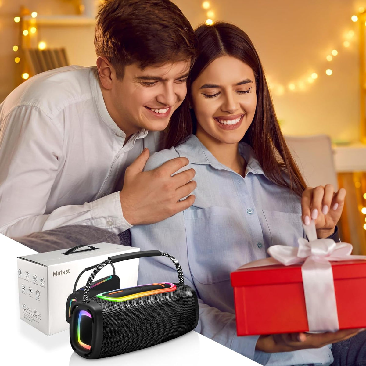 Donerton 5.4 6000mAh 36H IPX7 Bluetooth Speakers, Portable Wireless Speaker, Playtime, White Elephant Gifts for Adults