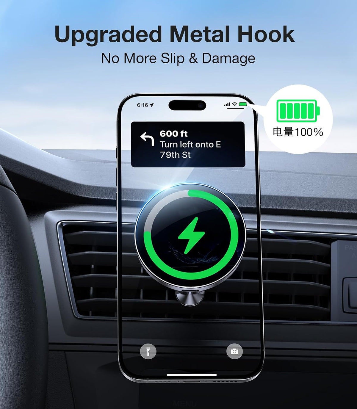 Coolpow Charger15W 17 16 15 14 13 for MagSafe Car Mount Top ChargerMagnetic Wireless Car Charger for iPhone Magsafe Car