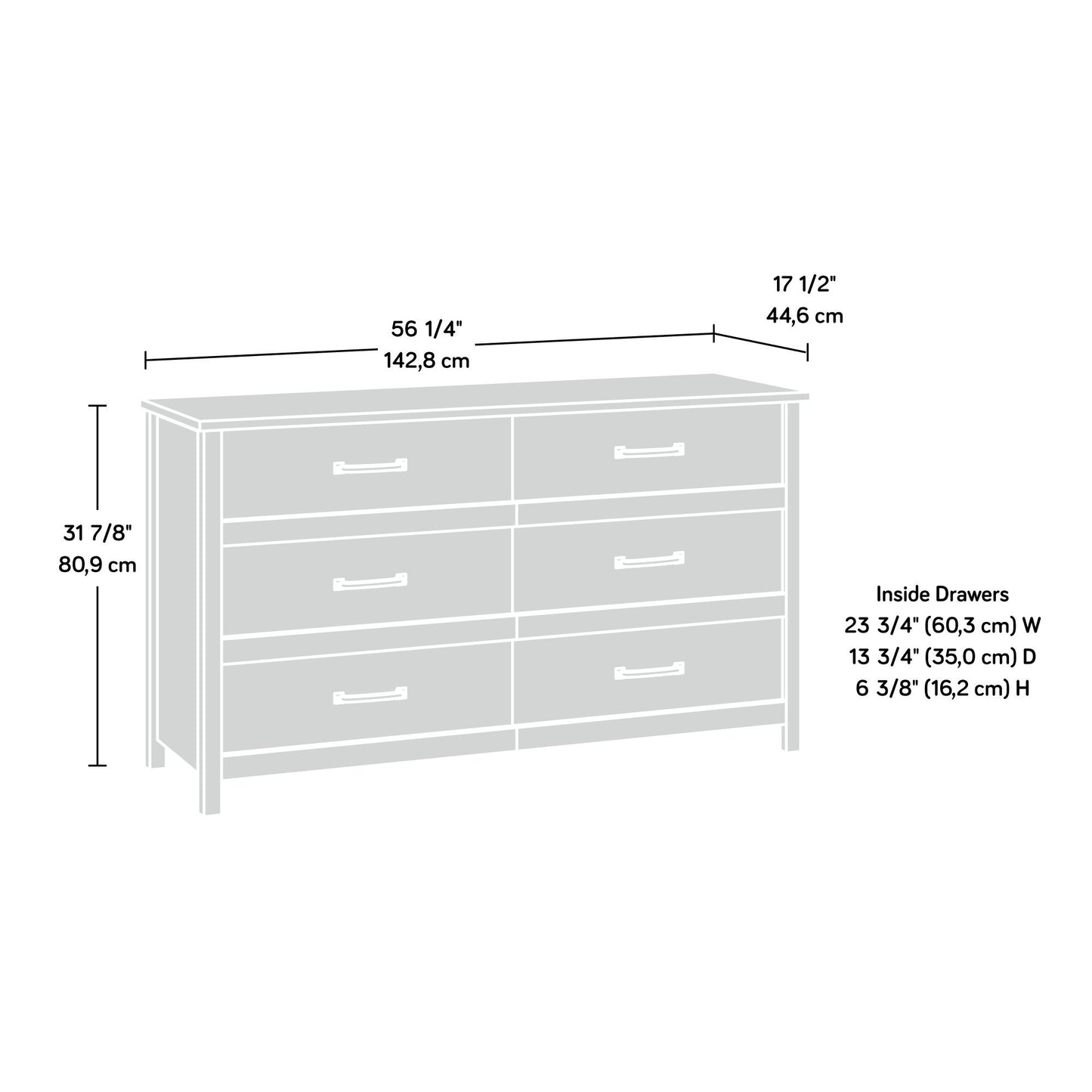 Sauder Cannery Bridge 6 Drawer Dresser Bedroom Dresser Chest of Drawers Wooden, in Sindoori Mango