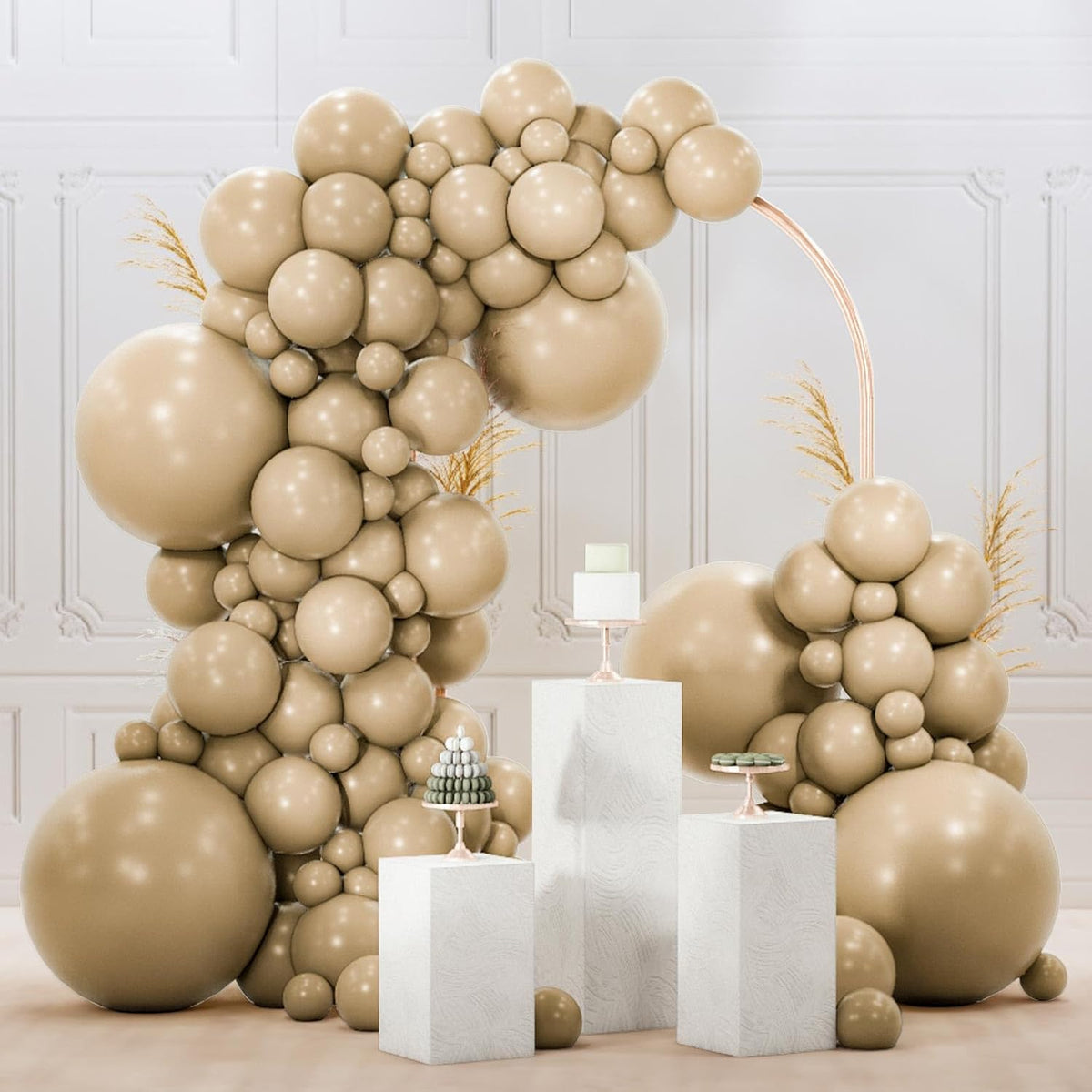PartyWoo Cream Balloons - 120 Pcs in Beige, Ivory, and Nude for Boho Fall Party Decor | 5-18 Inch Sizes