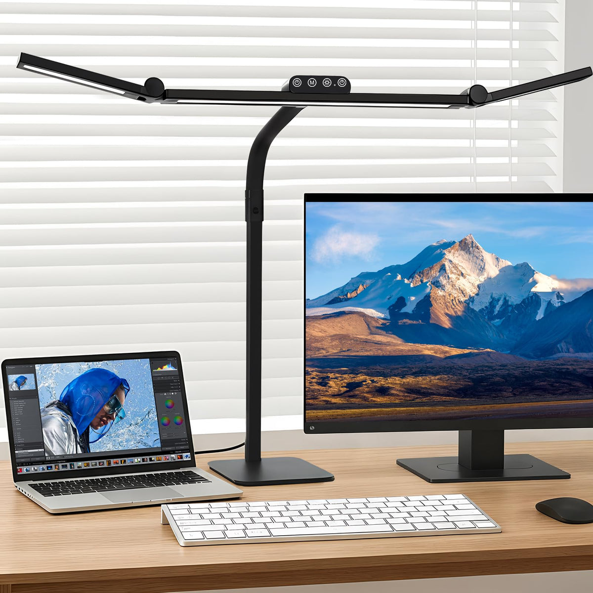 Galnolt LED Desk Lamp for Home Office with Base, 28.2" Adjustable Gooseneck Swing Arm Ultra Bright Desk Light, Dimmable Architect Table lamp for Desktop Computer Light, Reading, Study, Workbench