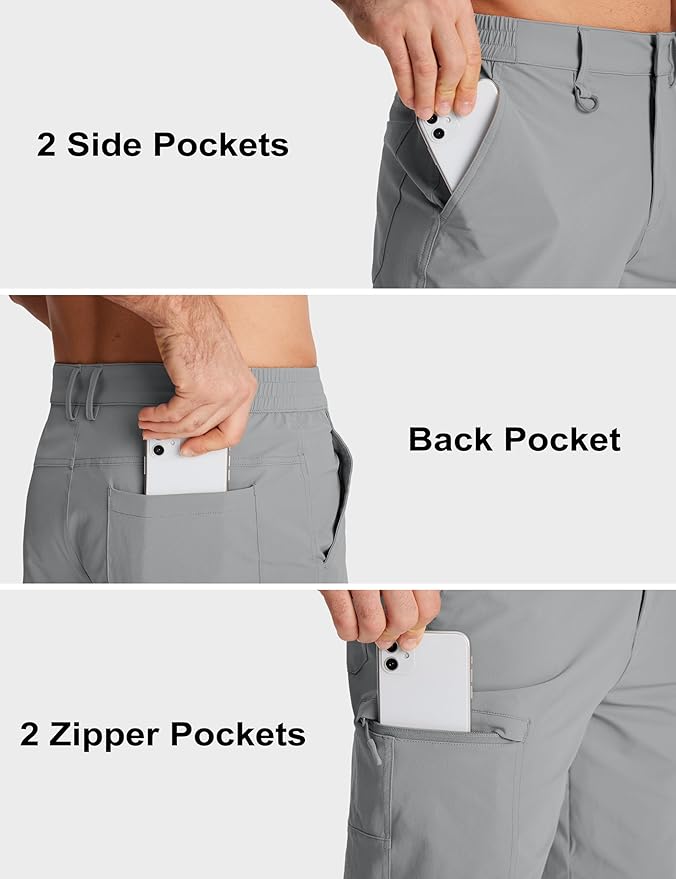 MAGCOMSEN Men's Hiking Cargo Shorts Quick Dry Lightweight 9" Golf Shorts Summer Casual Work Outdoor with 5 Zipper Pockets