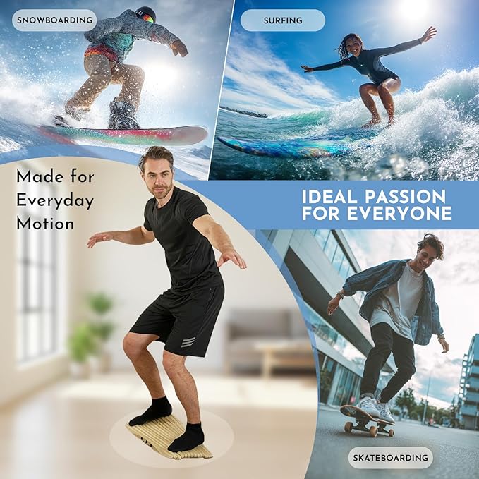 Adult Balance Board for Standing Desk - Anti-Fatigue 360° Rocker Wobble Board for Exercise, Focus & Movement - Sustainable Anti-Slip Flat Standing Board to Simulate Surfing, Skiing & Skateboarding