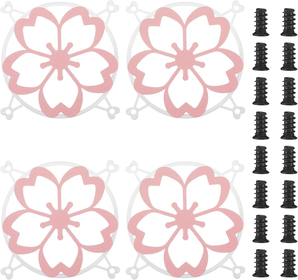 4 120mm Lounsweer Pcs Pink Sakura Guard Fan Grill Metal PC Fan Grill Cover with Screws Cute Computer Accessories