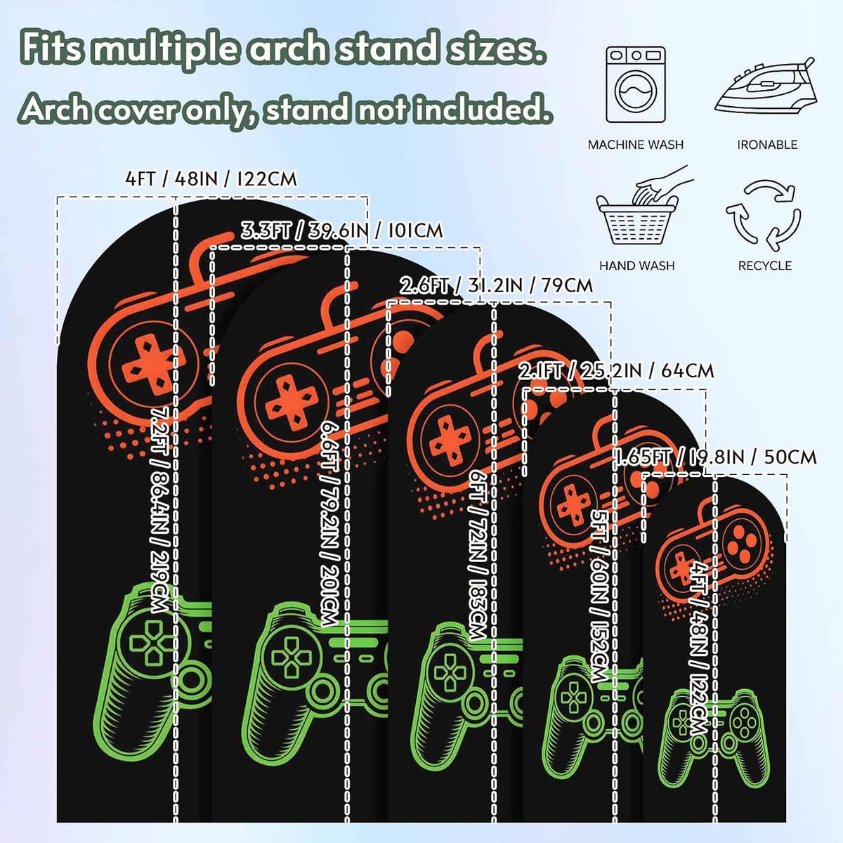 BaqwedCoSz 4 Game Theme Arch Backdrop Cover FT Game Controller Stretchy Elastic Arch Stand Covers Spandex Arched
