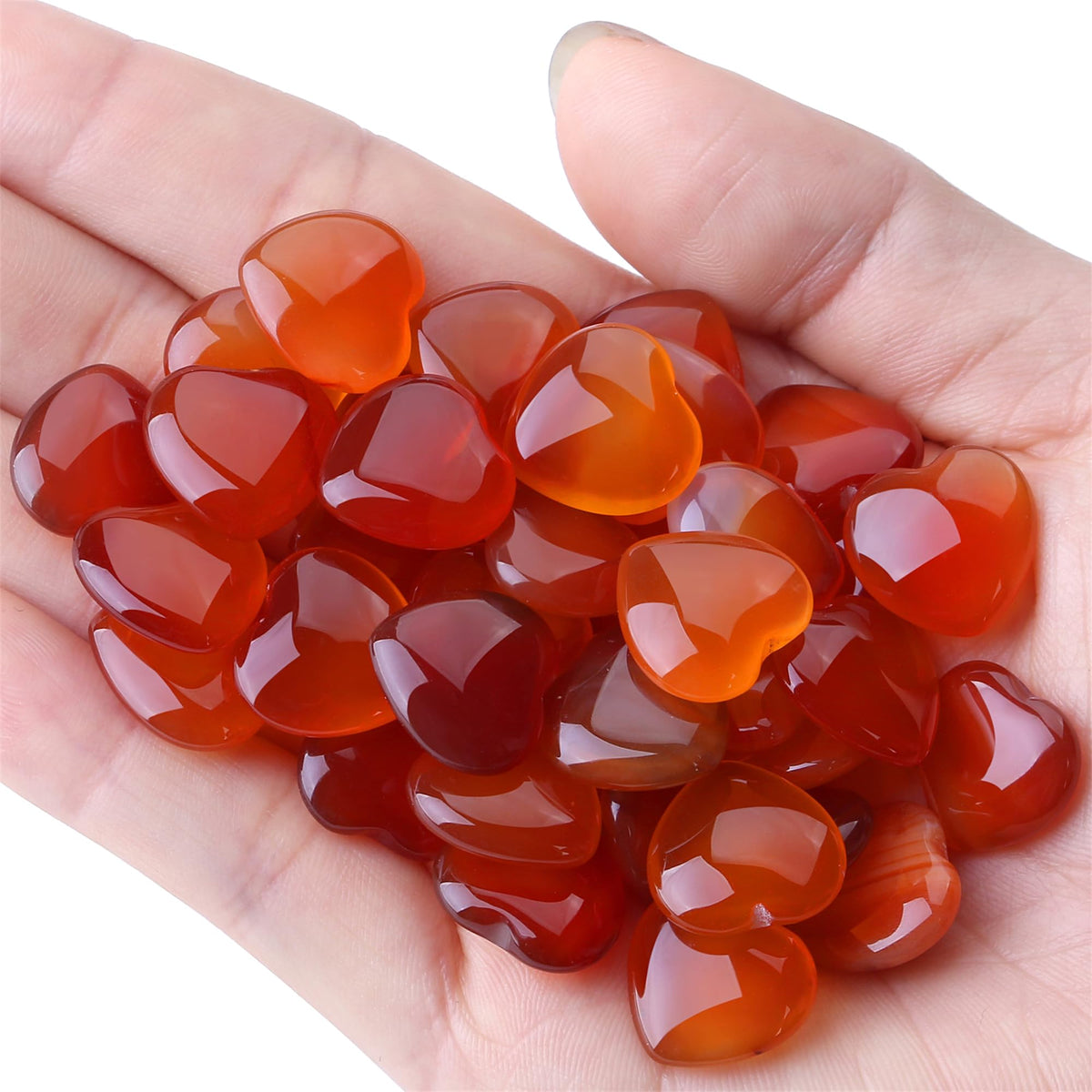 YATOJUZI 20PCS Red Carnelian Heart Healing Crystals Natural Red Carnelian Crystal Set Red Agate Love Stones Polished Stone Bulk Wholesale Mini Pocket Gemstones Reiki Energy Gifts for Women