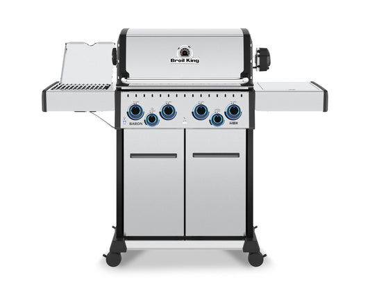 Broil King 677344 Baron S 490 Pro IR 4-Burner Pellet Ready Propane Gas Grill in Stainless Steel with Infrared Infrared Side Burner and Rear Rotisserie Burner