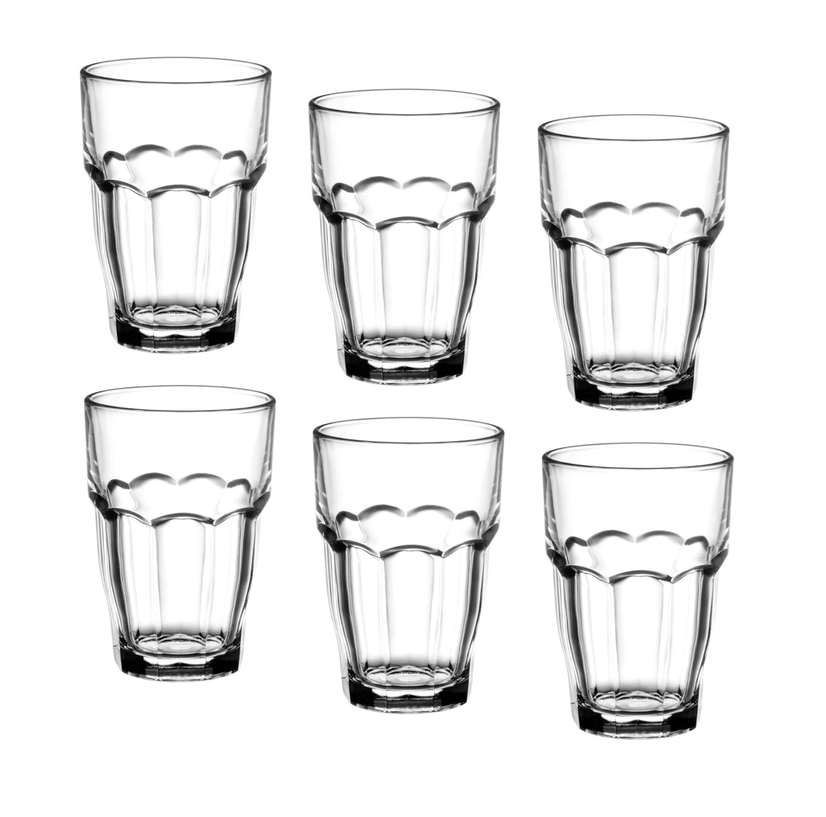Bormioli Rocco Rock Bar 16.25 oz. Cooler Stackable Tempered Beverage Glasses for Cold Drinks, Water, and Cocktails, Set of 6, Clear