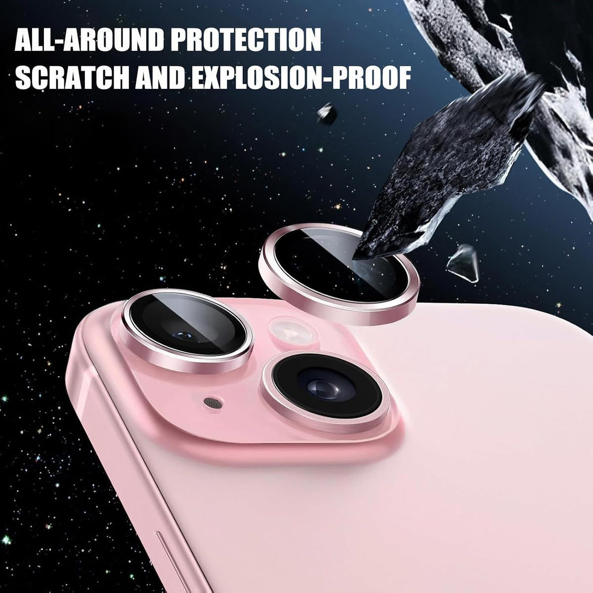 AFENGBOX 2 Pack 14/14 15/15 Plus,9H Camera Lens Protector for iPhone Plus/iPhone Tempered Glass Scratch Resistant Metal