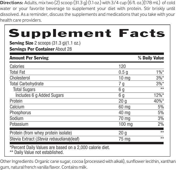 Biochem 100% Whey Isolate Protein Powder, Chocolate Flavor, 20g Grass-Fed Protein, Keto Friendly, Gluten Free, Vegetarian, Easily Digestible, 30.9 oz, 28 Servings