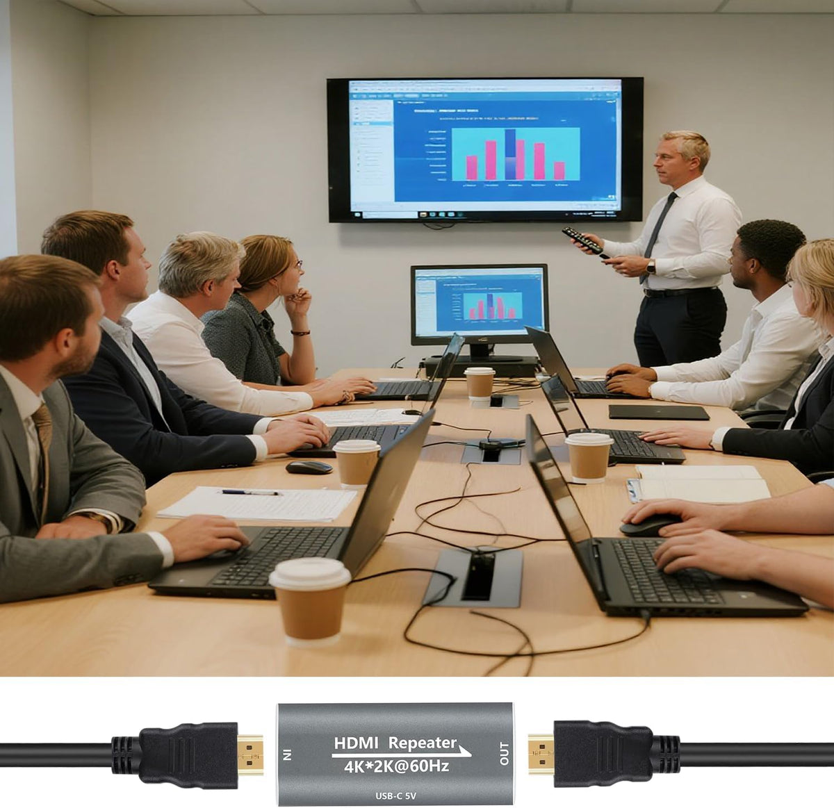 Sitechylor 4K 60Hz 2.0 TV/Laptop/PS4/DVD, HDMI Repeater hdmi Signal Booster Amplifier Extender with Power Required