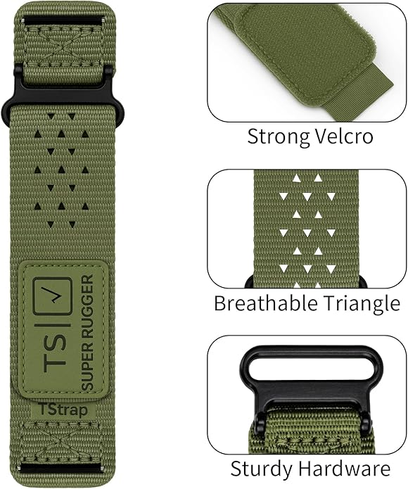 TStrap Nylon Sport Watch Band - Black Quick Release Watch Straps for Men Women - Athletic Military Smart Watch Bracelet Replacement - Correa para Reloj Hombre - 18mm 20mm 22mm