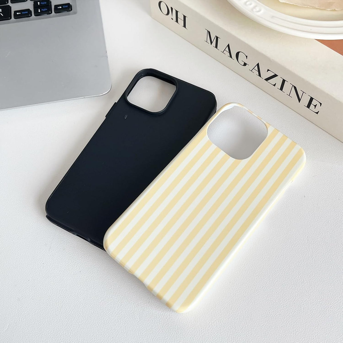 CHEDEMK 13/14 13/14 6.1"- Compatible with iPhone Case, Cute Fashion Aesthetic Striped Pattern Cover for Women