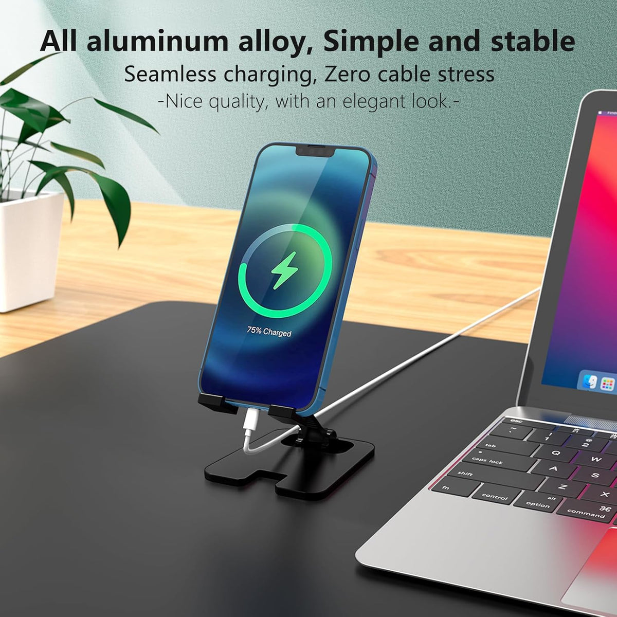 Amzpas 17 16 15 14 13 12 11 8, Adjustable Cell Phone Stand Metal, Foldable Desktop Cellphone Stand with Anti-Slip Base