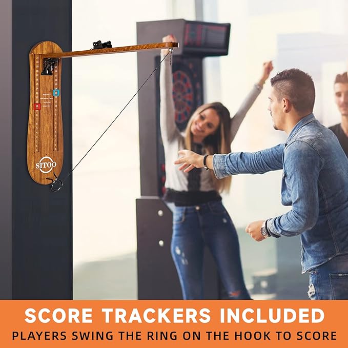 Ring Toss Game for Adults, Outdoors Games, Hook and Ring Game with Foldable Arm