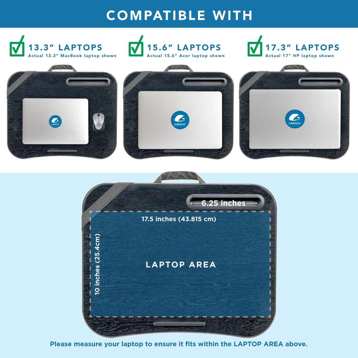 LAPGEAR XL Designer Lap Desk with Phone Holder and Device Ledge - Gray Argyle - Fits up to 17.3 Inch Laptops - Style No. 45538