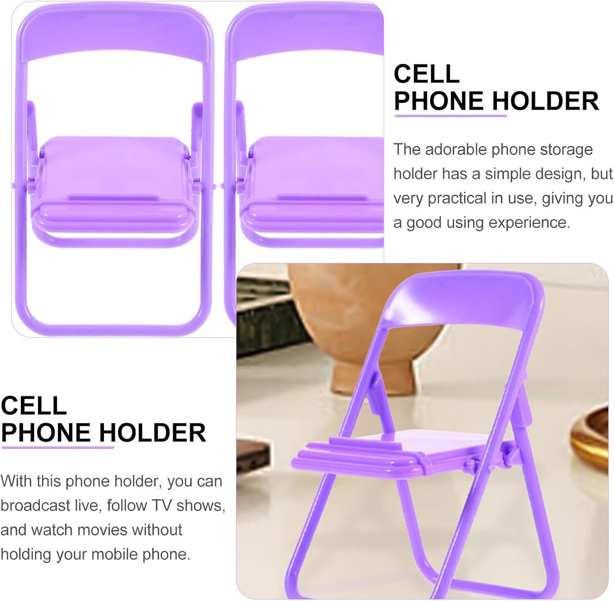 Angoily 10pcs Folding Chair Design Phone Stands Mobile Phone Brackets Creative Cellphone Holders for Desktop Use