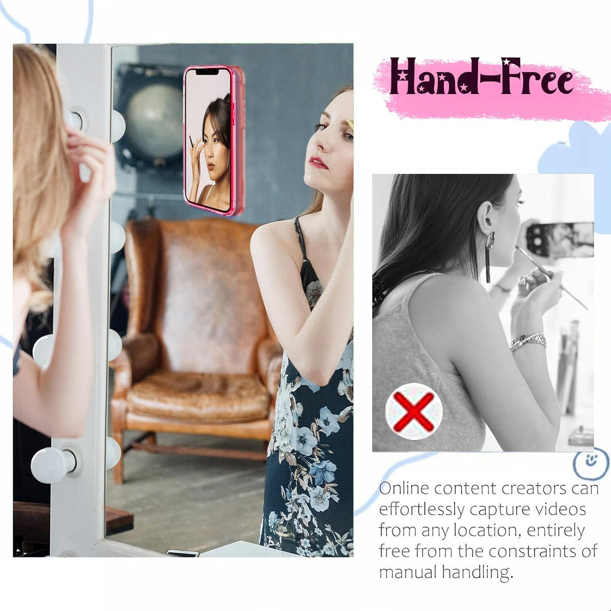 AZXYI 2 Pack Silicone Suction Phone Case Mount, Non Slip Sticky Phone Grip for Cellphones, Strong Grip Holder