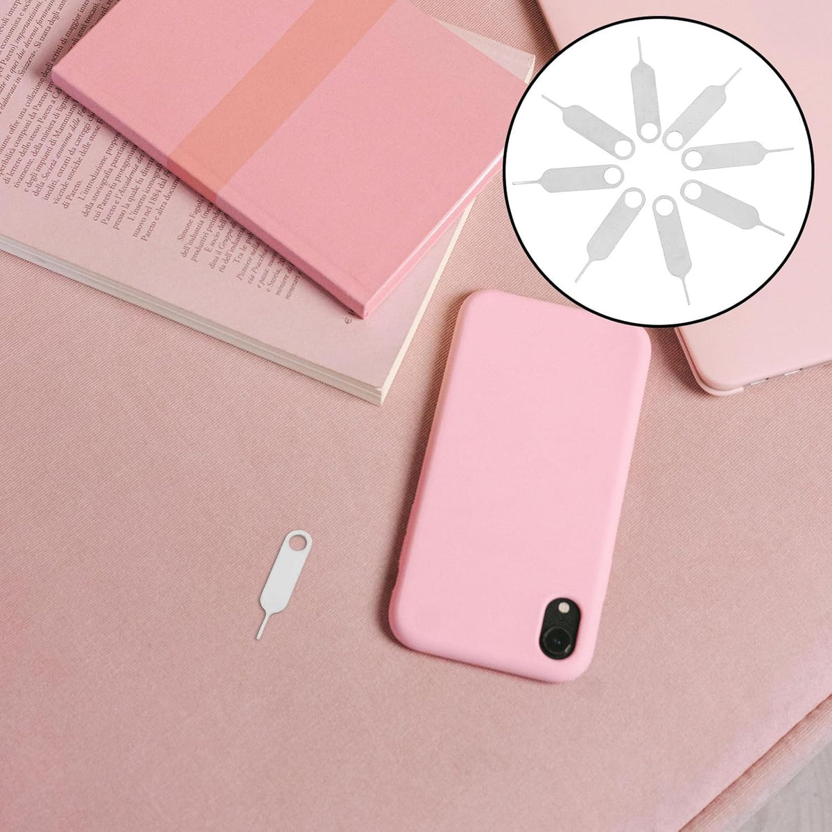 Adorainbow 500pcs Universal Stainless Steel Sim Eject Pin and Sim Card Remover Tool for Mobile Phones Compact Portable