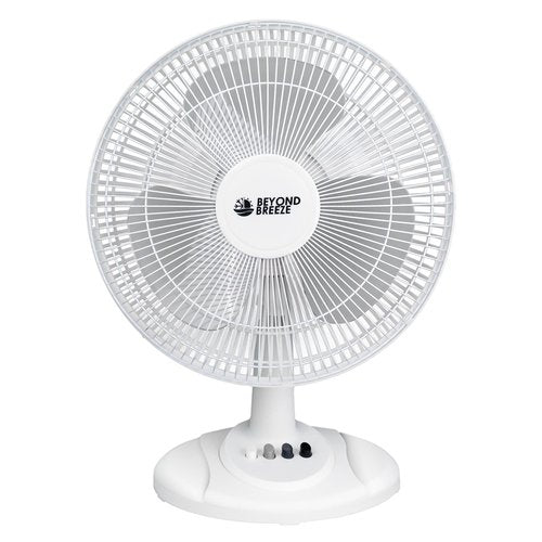 BEYOND BREEZE Oscillating Table Fan Quiet 3-Speed 12-Inch Adjustable Tilt Fan with Safety Grill, Ideal for Home, Office, Dorm