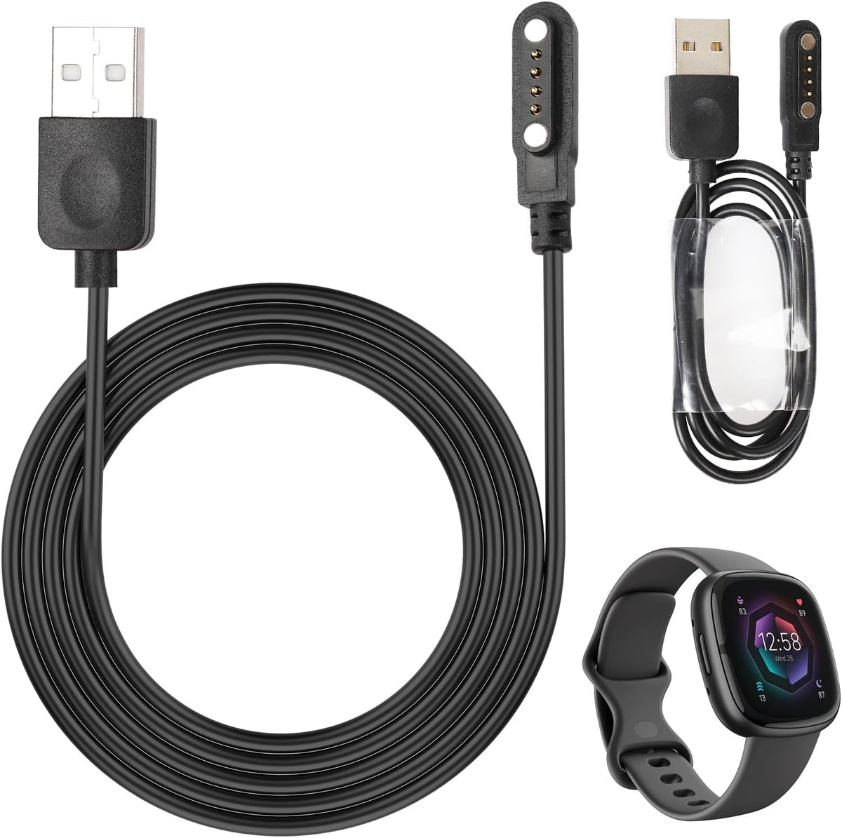 BaiWeiDun 4 7.62 mm Smart Watch Charger Cable, Universal Magnetic SmartWatch Accessories Charger Cable Pin Cord